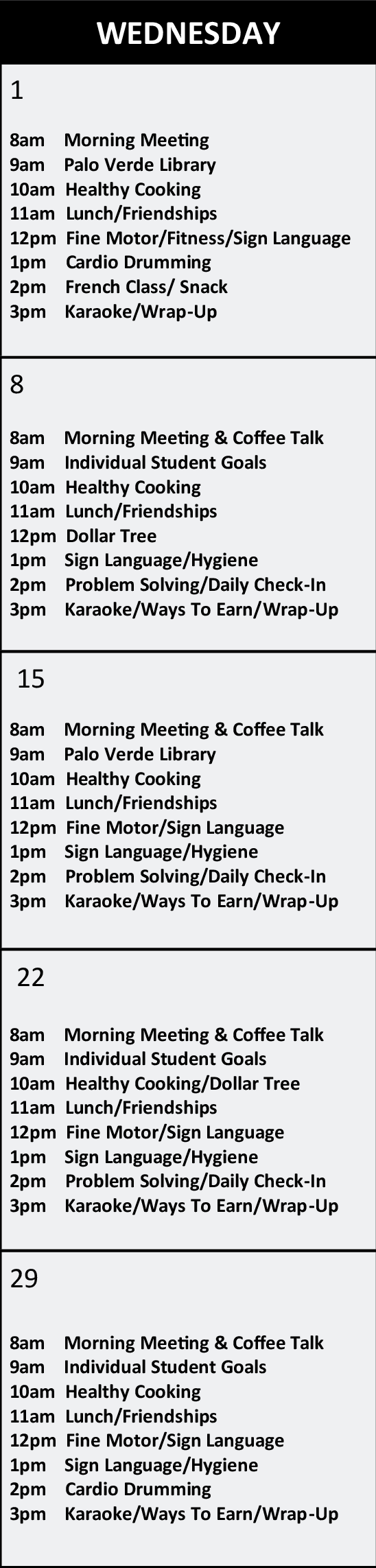 Phoenix Wednesday Calendar October 2025