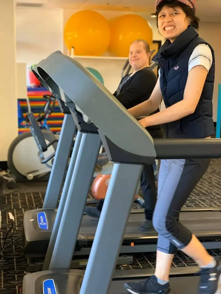 Therapies for adults with IDD including adaptive fitness on a treadmill